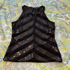 Black sequin halter style tank top
